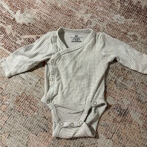 H&M Cream Striped Baby Bodysuit